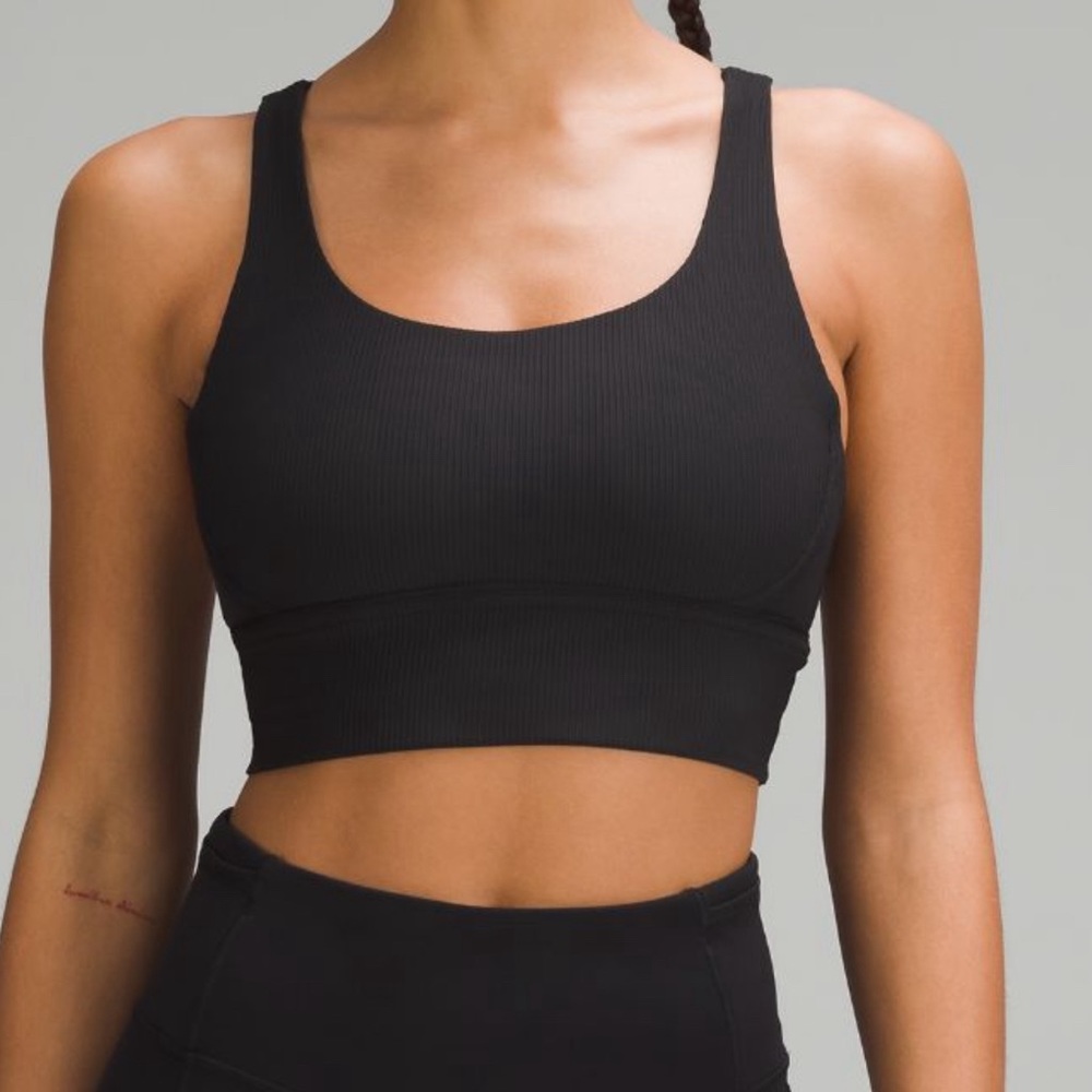 Lululemon energy bra longline ribbed black size 4